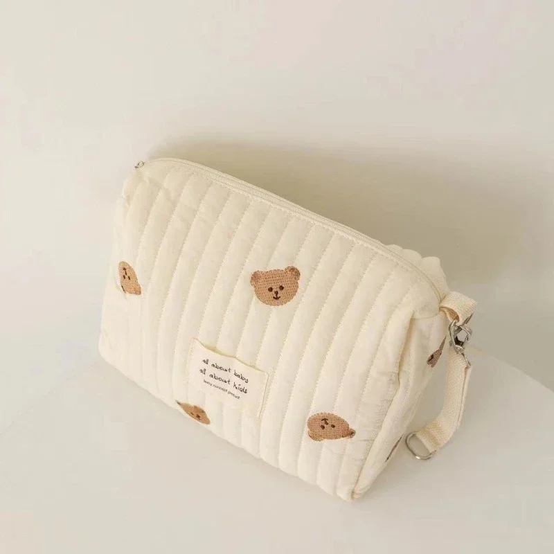 Sac à langer portable pour poussette caddie à couches matelassé sac de rangement brodé ours accessoire bébé ma