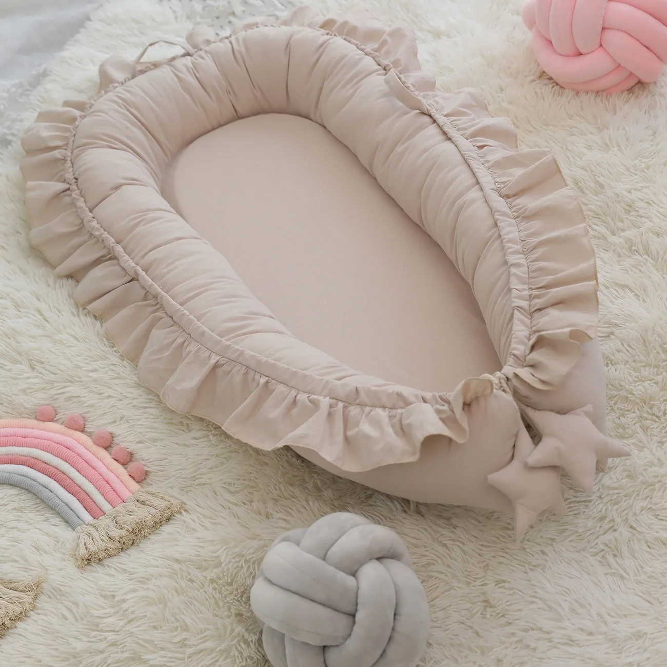 Coussin de confort bébé portable nouveauné lit dans le lit étoiles en tissu lavelinge 018 mois sécurité douceu
