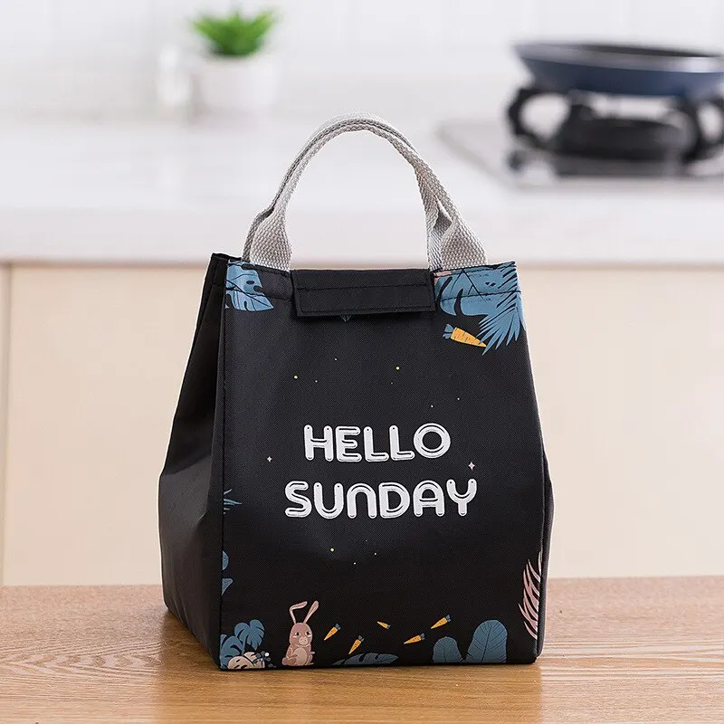 Sac isotherme pour enfants portable école piquenique design animé HELLO SUNDAY noir et multicolore nylon 15x18