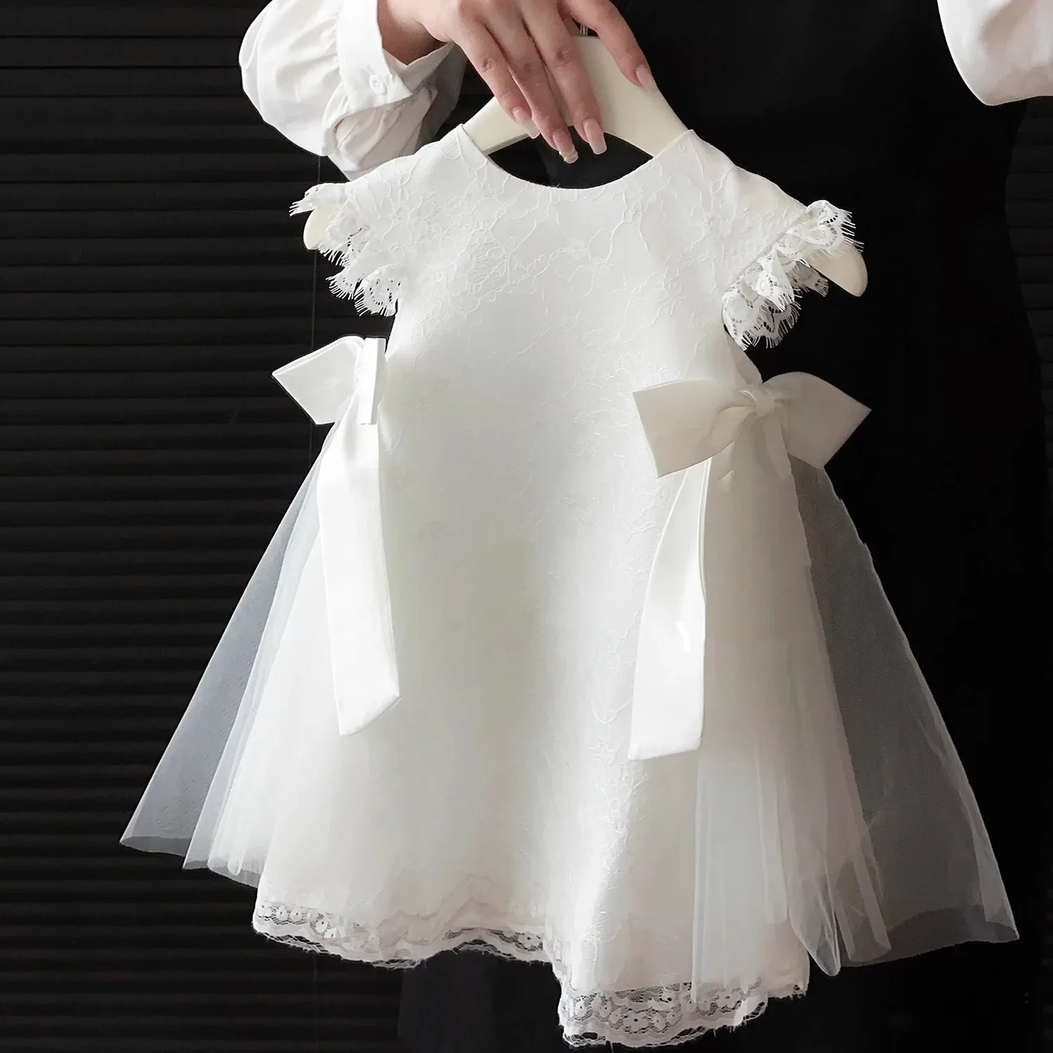 Robe princesse bébé fille dentelle polyester robe anniversaire baptême