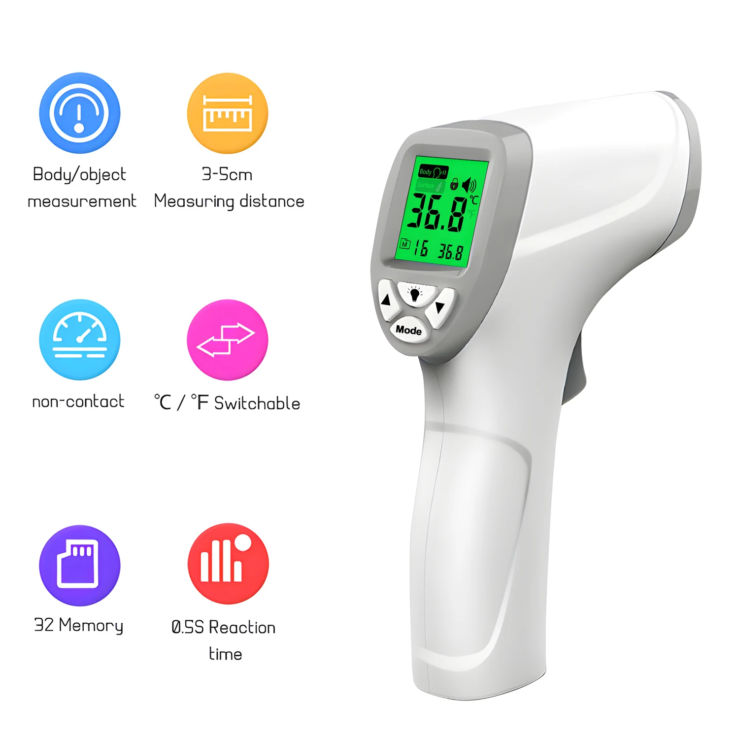 Thermomètre Infrarouge Numérique Sans Contact pour Bébé et Adulte Usage Médical Mesure Fièvre Rapide et Précis