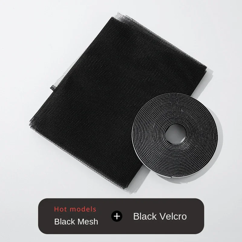 Filet antimoustiques noir en maille polyester avec sangle Velcro noire
