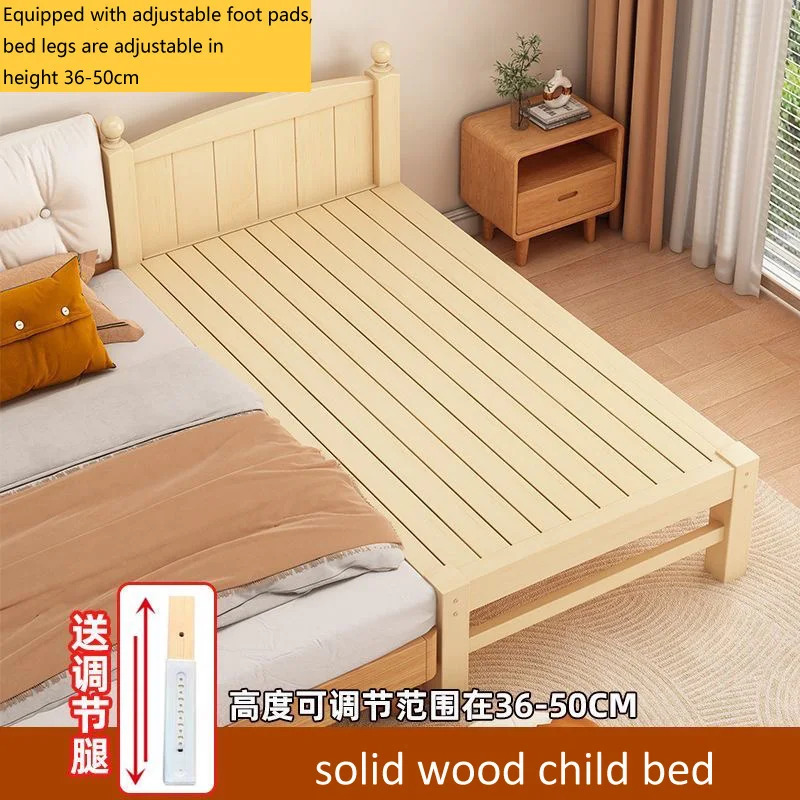 Lit d'épissure pour enfants en bois massif hauteur réglable gardecorps intégré style minimaliste moderne sécur
