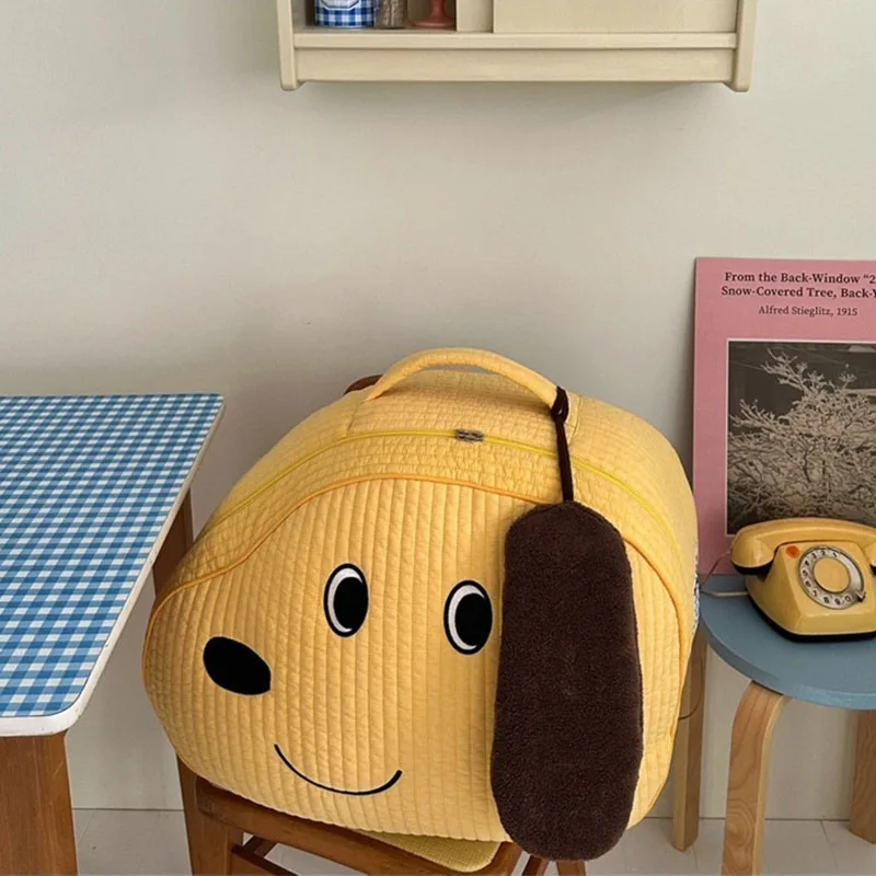 Sacoche à dos enfant design chien jaune sac de transport éducatif maternelle rangement scolaire