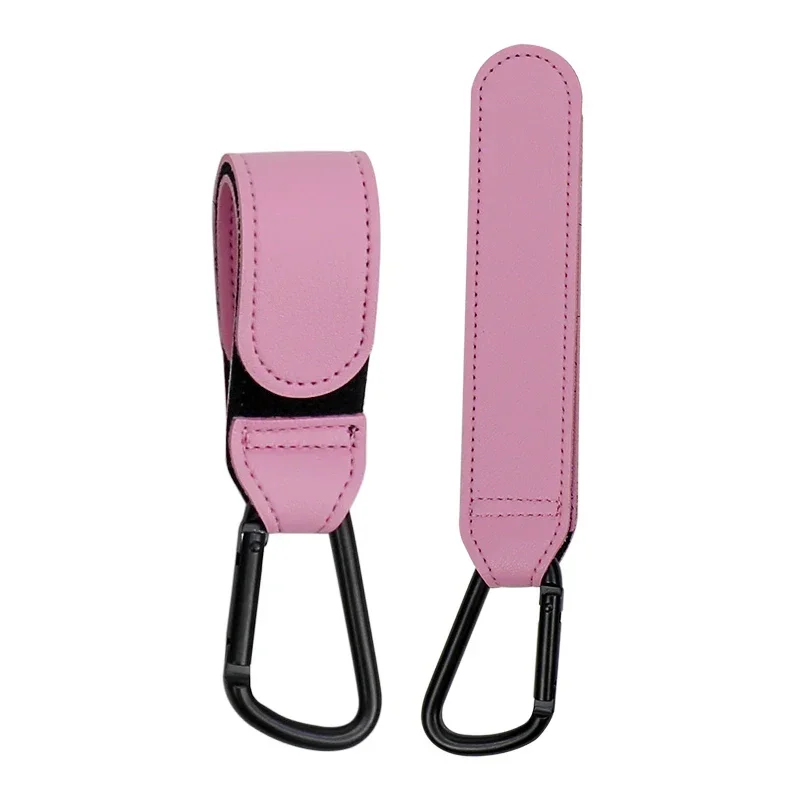 Sacoche bébé en similicuir rose mousqueton rotatif 360° accessoire poussette pratique et élégant 2 pièces