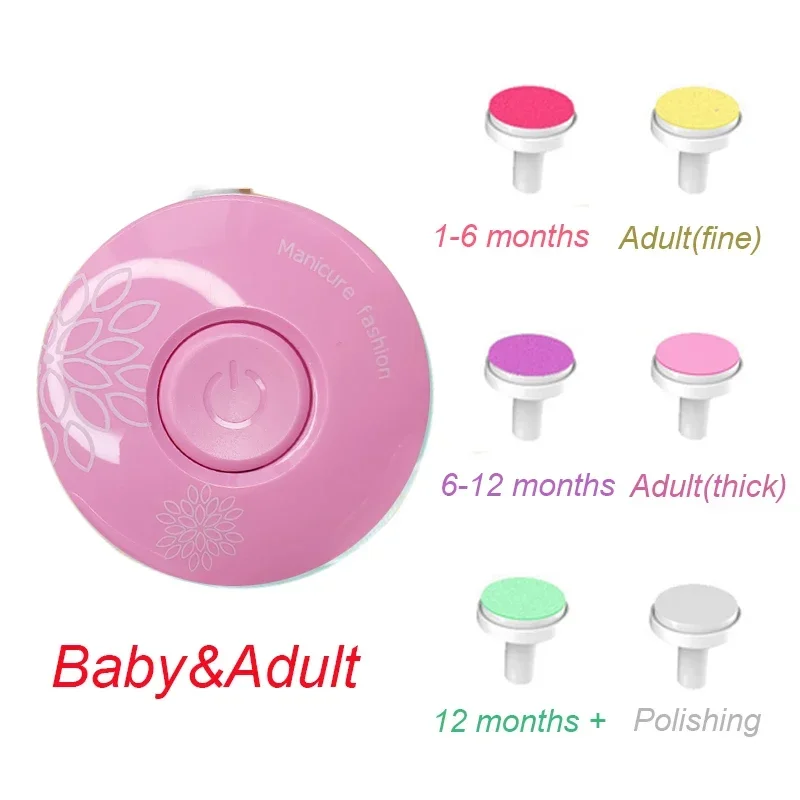 Appareil de manucure électrique pour bébé polisseuse à ongles kit d'outils de soins 6 embouts interchangeables