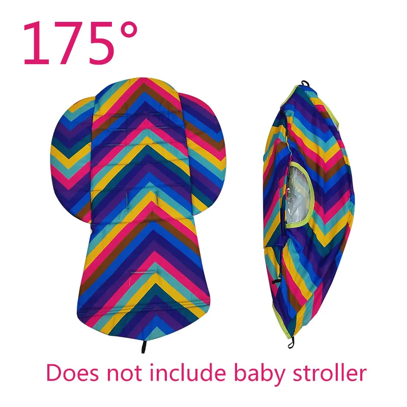 Coussin de siège et paresoleil 175° pour poussette Babyzen Yoyo rembourré tissu Oxford motif chevron multicolo