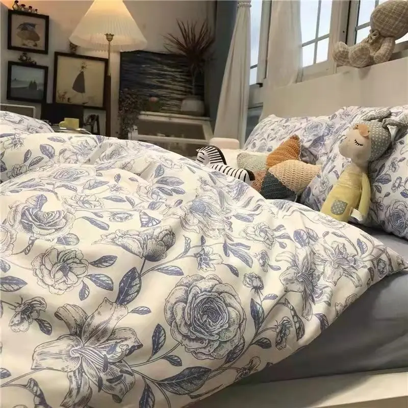 Ensemble de literie floral pour enfant et adulte couette drap taie