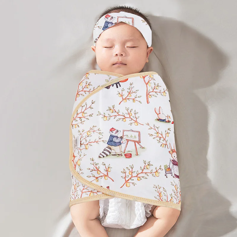 Couverture Antichoc en Coton pour Bébé Sac de Couchage Étanche Enveloppe d'Emmaillotage Doux Accessoire de Lit