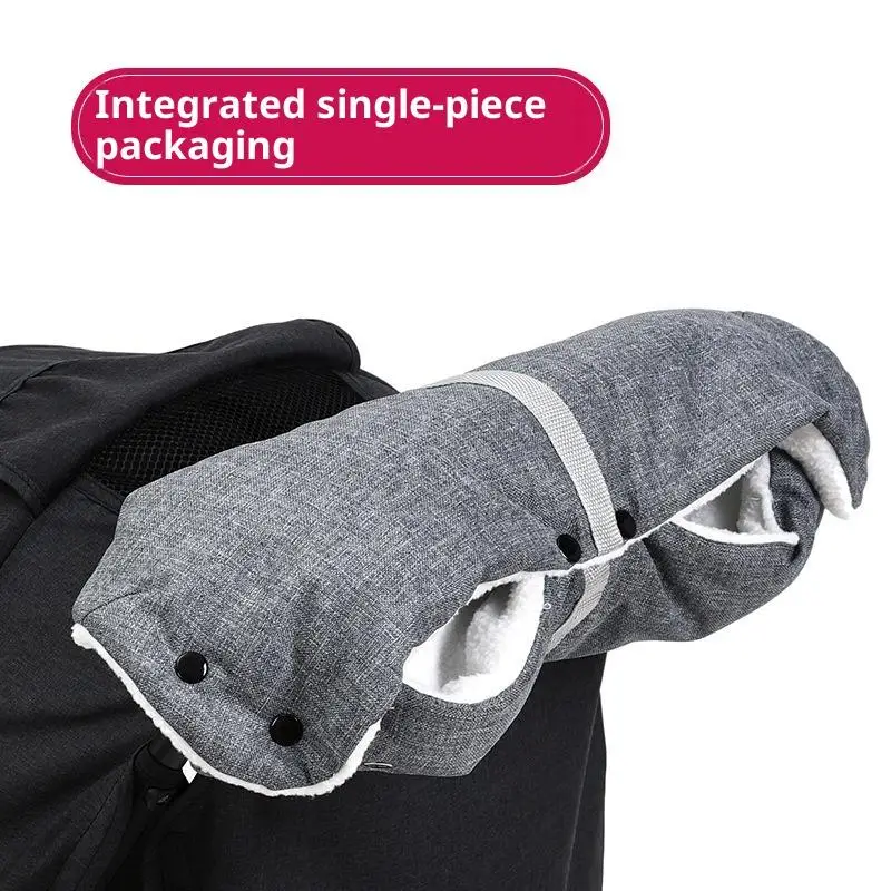 Gants épaissés pour poussette bébé chauds et confortables Oxford nylon doublure laine d'agneau rembourrage duv