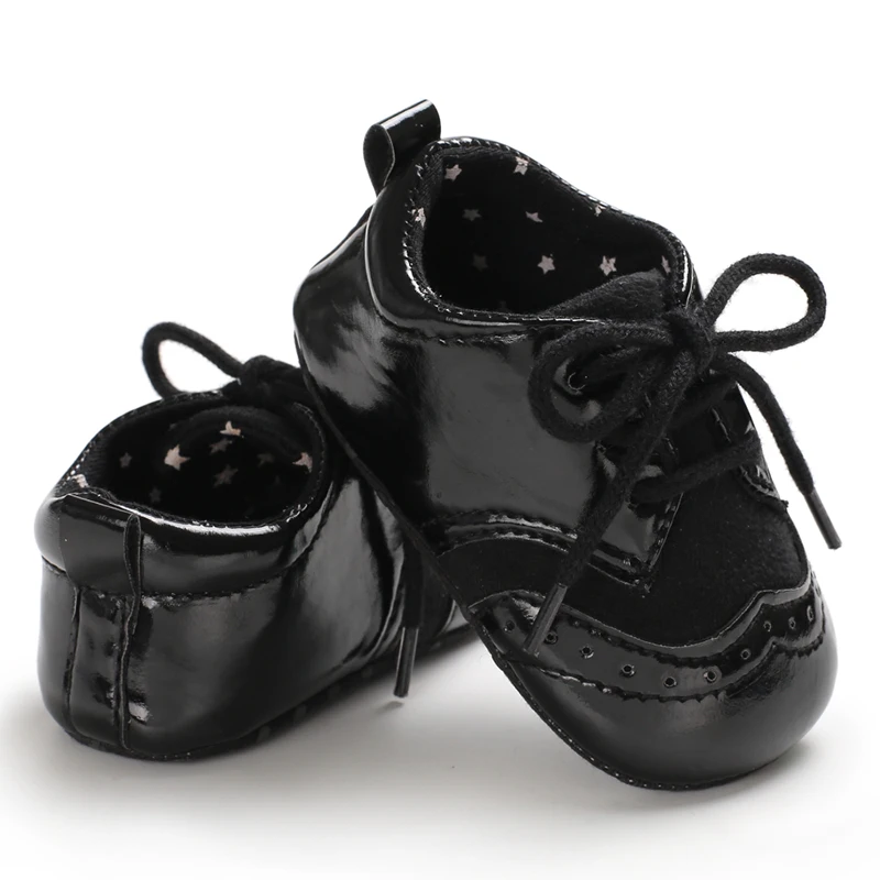 Chaussures simulation bébé garçon cuir verni suède Oxford noire