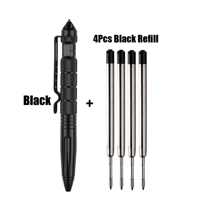 Stylo multifonctionnel élégant et durable en aluminium pour parents actifs noir 4 cartouches inclues