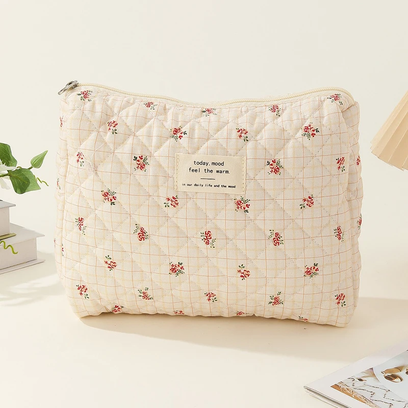 Trousse à couches bébé pochette matelassée motif floral fermeture éclair sac de rangement multifonctionnel sty