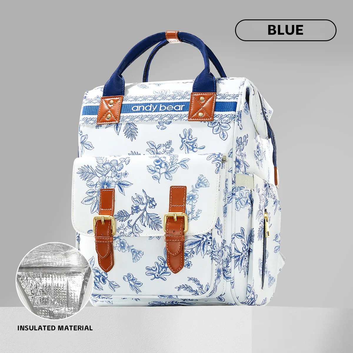 Sac à dos isolant pour bébé style floral grande capacité pratique pour