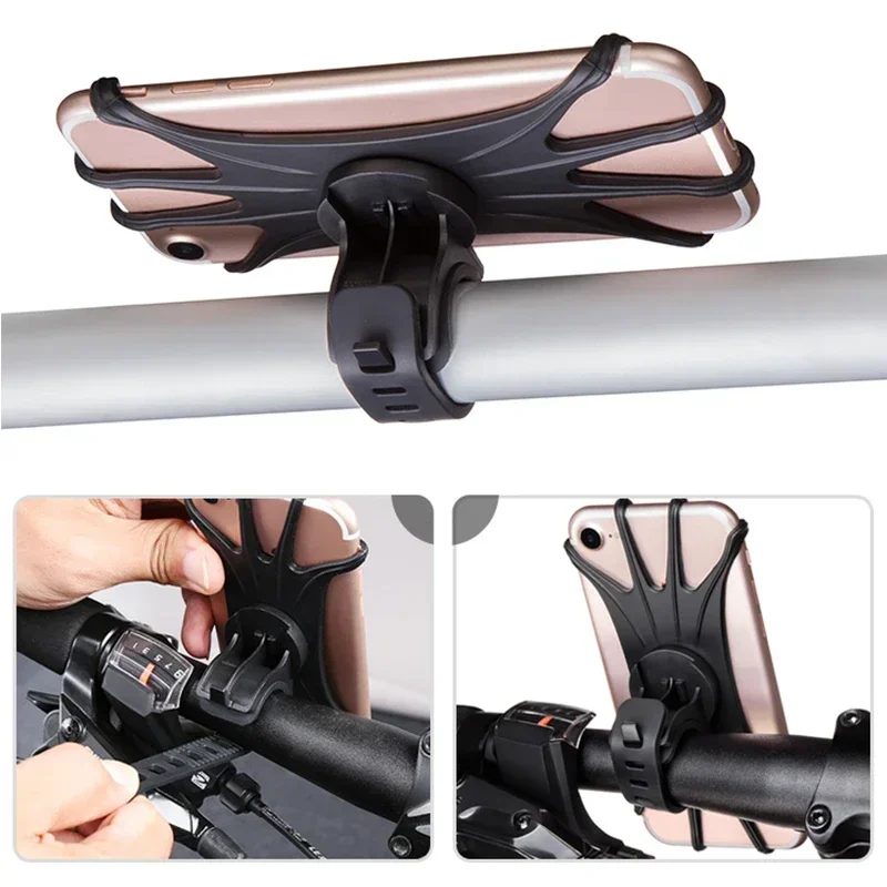 Support Téléphone Portable Universel pour Poussette Rotation 360° Élastique Silicone Sécurité AntiDérapante