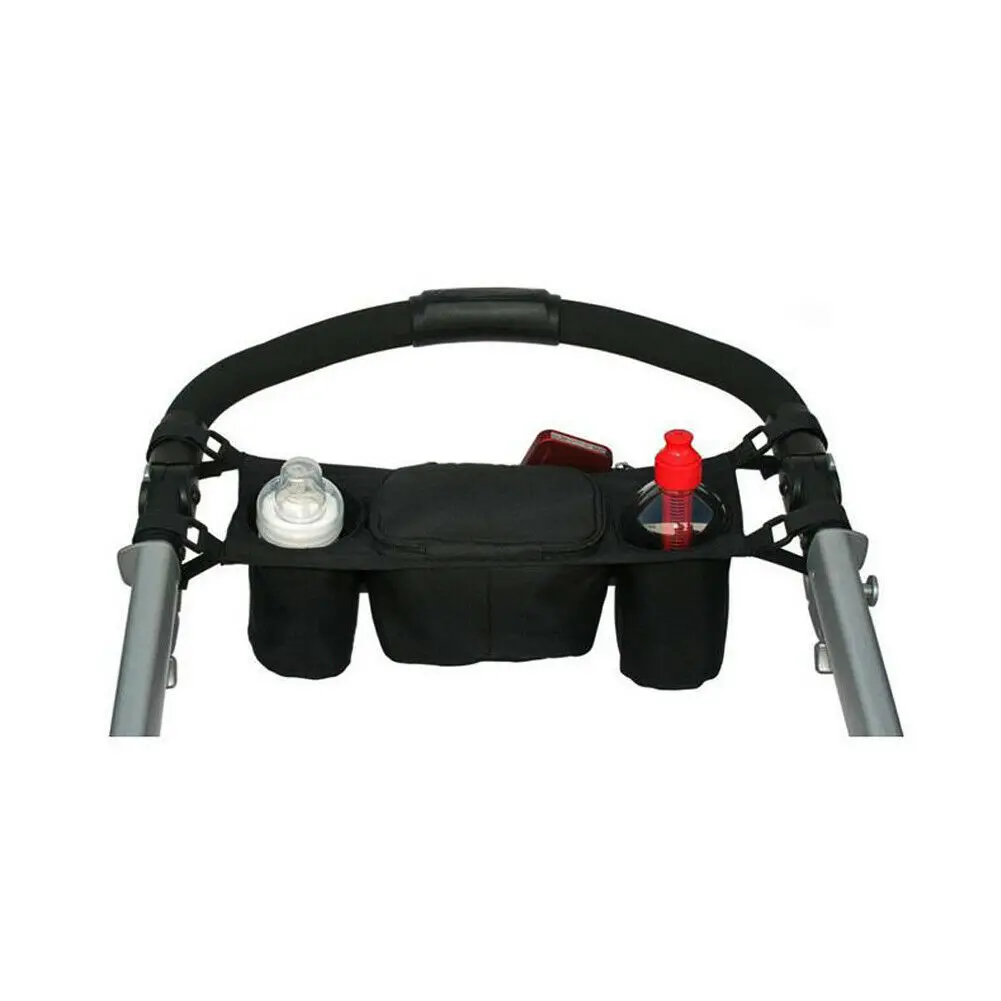 Sac à langer poussette Organizer ABXE rangement bouteilles téléphone et essentiels noir polyester poignée pous