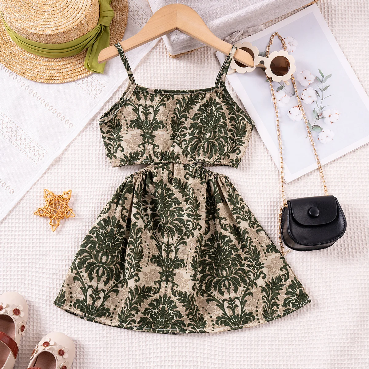 Robe à imprimé floral vintage pour filles tenue d'été élégante et