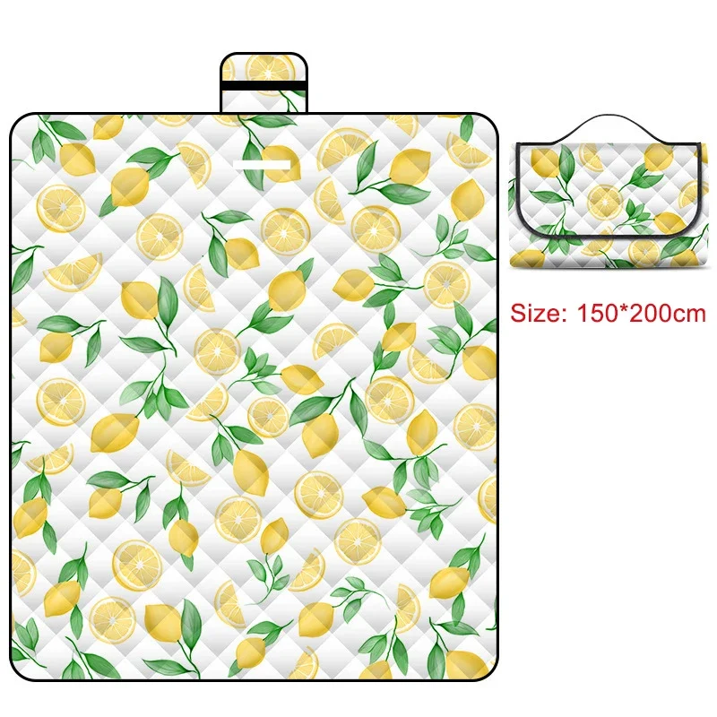 Tapis de piquenique pliable bébé tapis d'activité plage citron couverture camping portable 150x200cm design lè