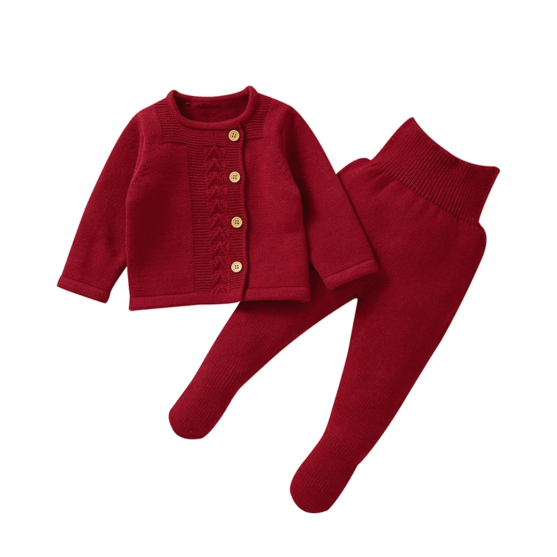 Ensemble bébé cardigan et pantalon tricot doux chaude matière