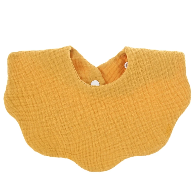 Bavoir bébé en coton forme vague jaune doux et confortable pour nourrissons 01 ans boutons pressions usage quo