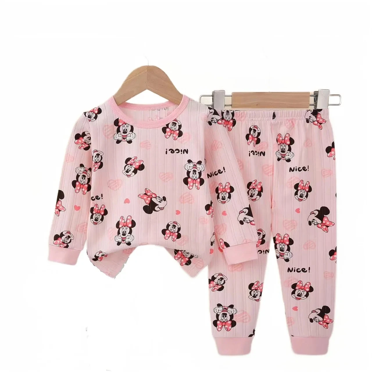 Pyjama enfant fille Minnie Mouse coton doux manches longues pantalon