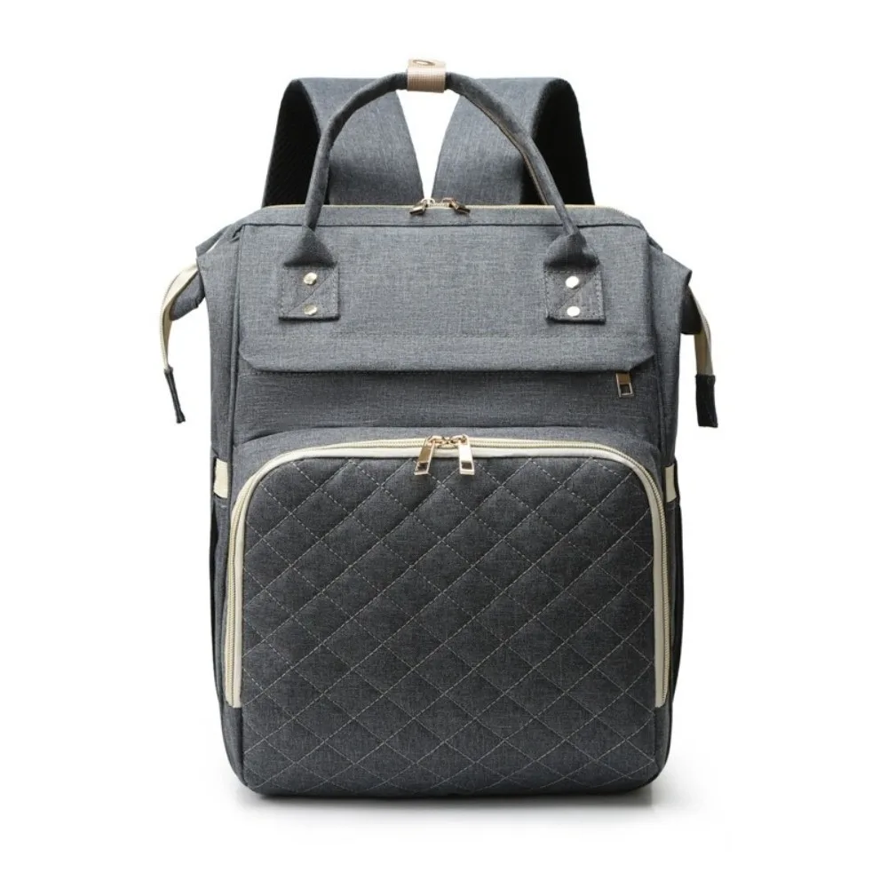 Sac de maman nylon grande capacité sac à dos multifonctions poches isolées sac à couches maternité Dark Grey
