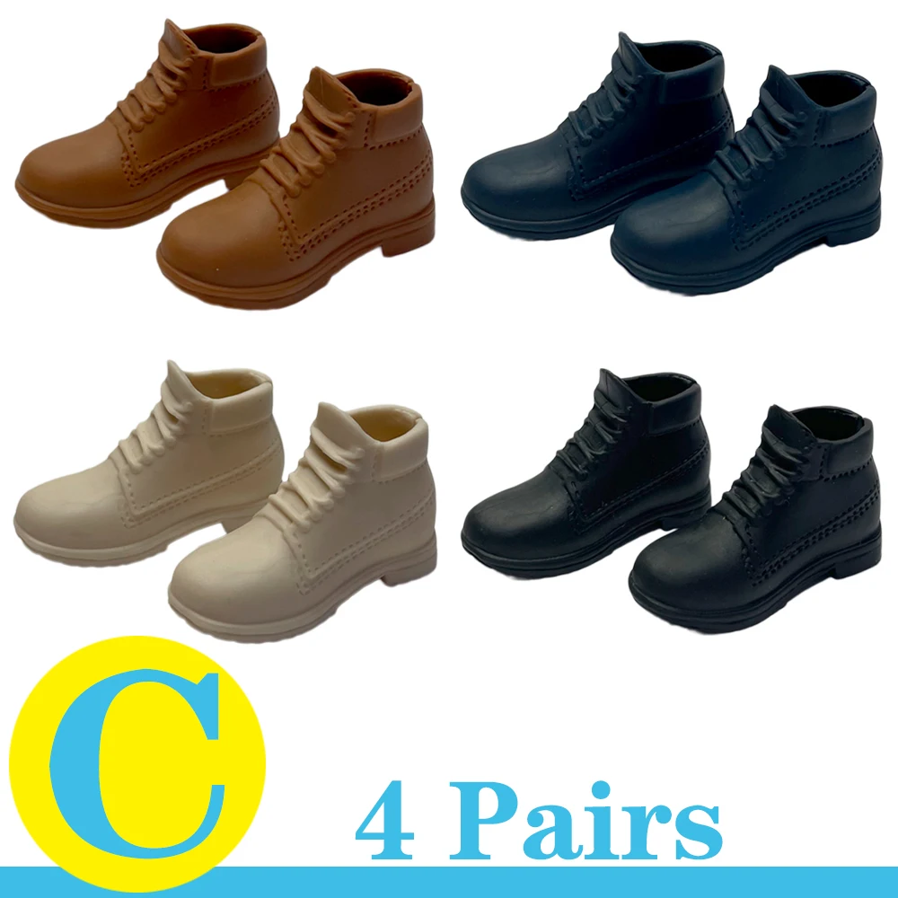 4 Pairs Miniature Shoes for 12inch Dolls Modern Boots 4 Colors Stylish Accessories for Girls Boys and Collecto