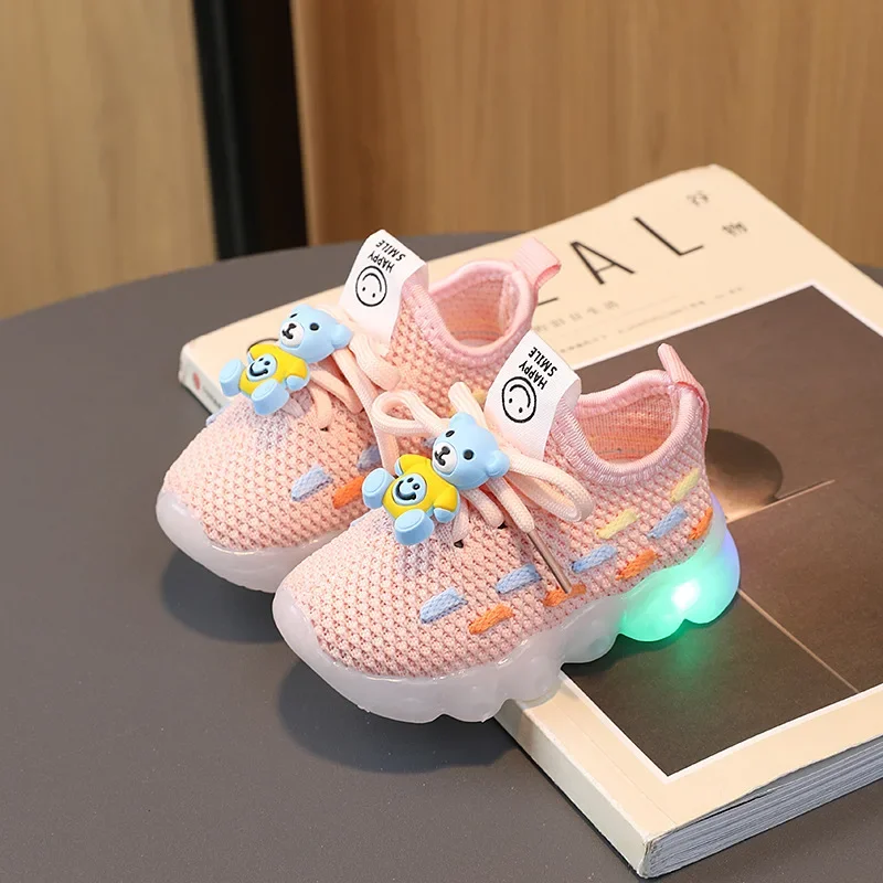 Chaussures enfants LED Happy Smile baskets lumineuses pour bébé 13 ans multicolore confortable respirant sécur