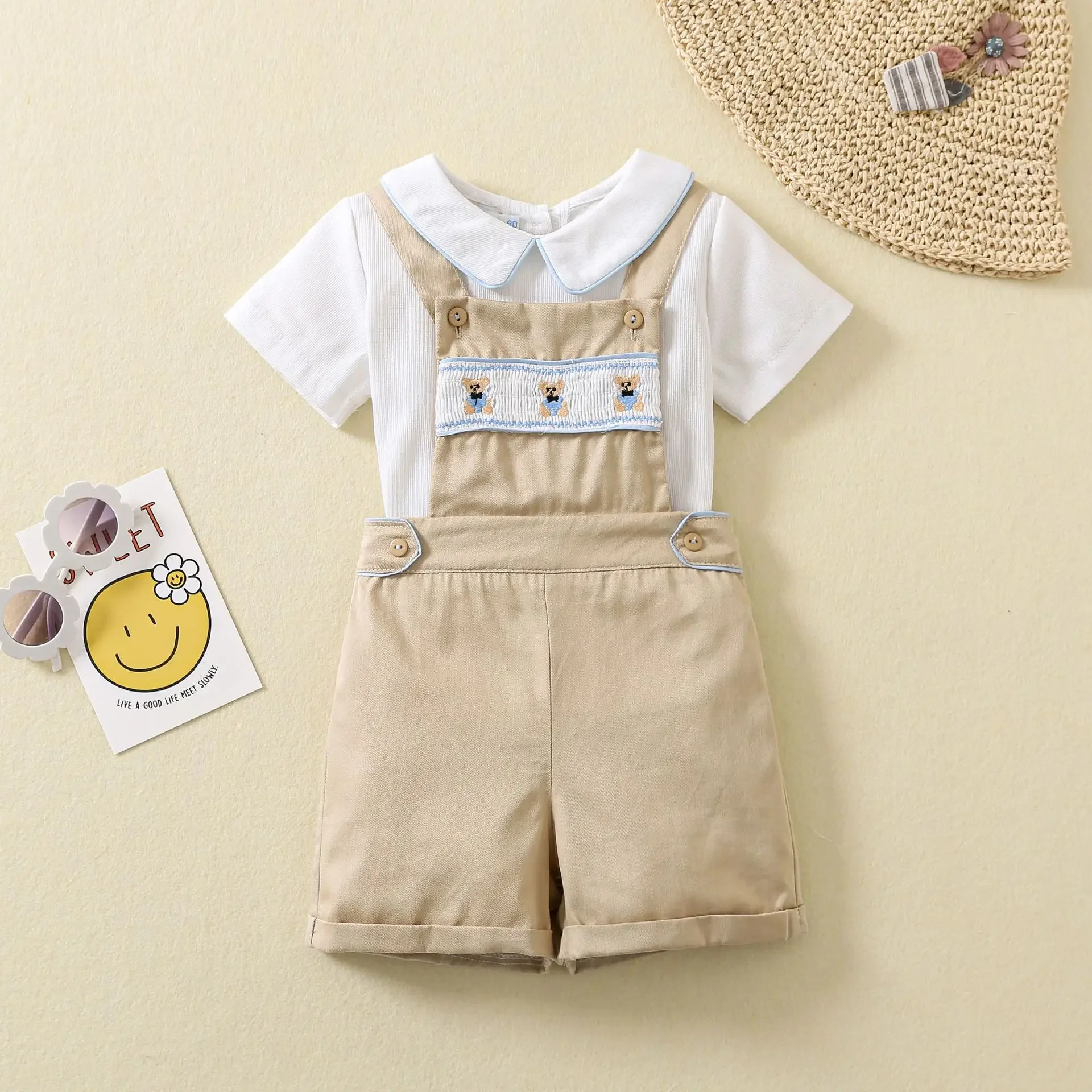 Ensemble bébé garçon tenue espagnole nouveauné chemisier coton short tshirt salopette été 13 ans mode enfant