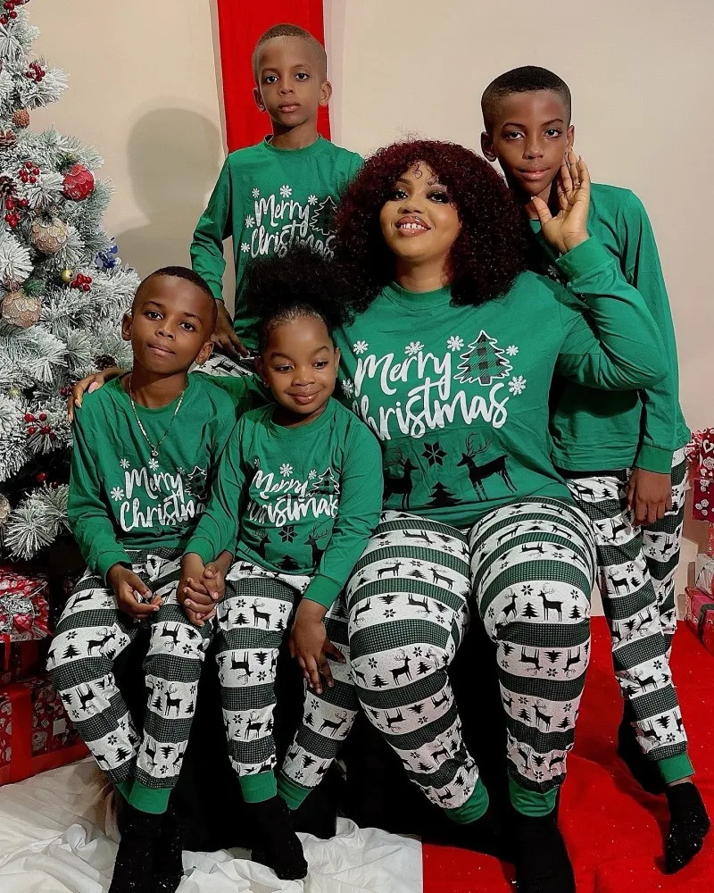 Joyeux Noël Famille Tenues Assortis Tous Elk Imprimer Mère Père Enfants Pyjamas Ensemble Doux Lâche Vêtements 