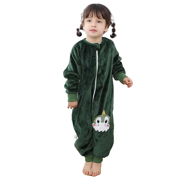 Pyjama enfants hiver doux sac de nuit manches longues vêtements d'hiver bébé filles garçons vert animal motif