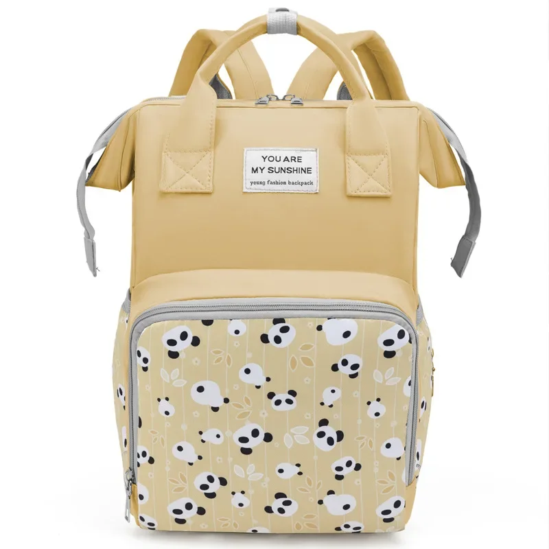 Sac à dos bébé panda jaune grand compartiment poche zippée idéal pour promenades école voyage nouveauné essent