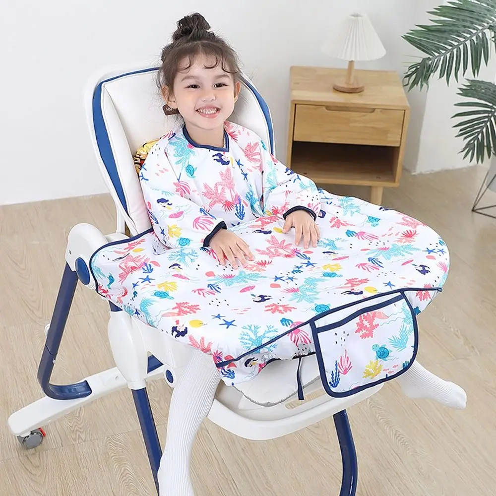 Bavoir antitaches pour bébé tablier à rot imperméable floral 713 ans accessoire alimentation bébé sac de range