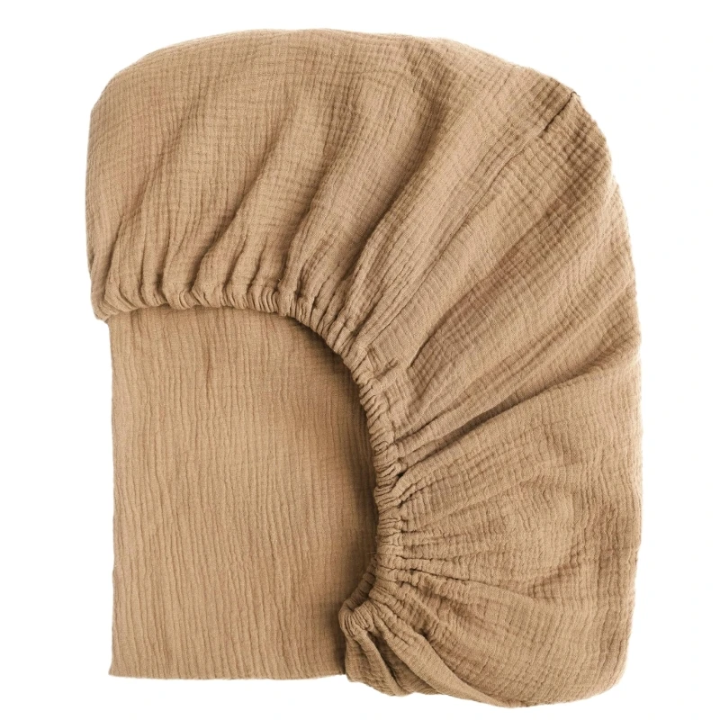 Housse de couette en gaze de coton doux pour bébé housse d'oreiller respirante texture gaufrée couleur beige d