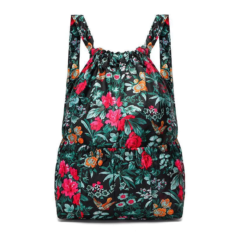 Sac à dos floral femme grande capacité léger nylon motif coloré usage quotidien loisirs voyage plage sport pol