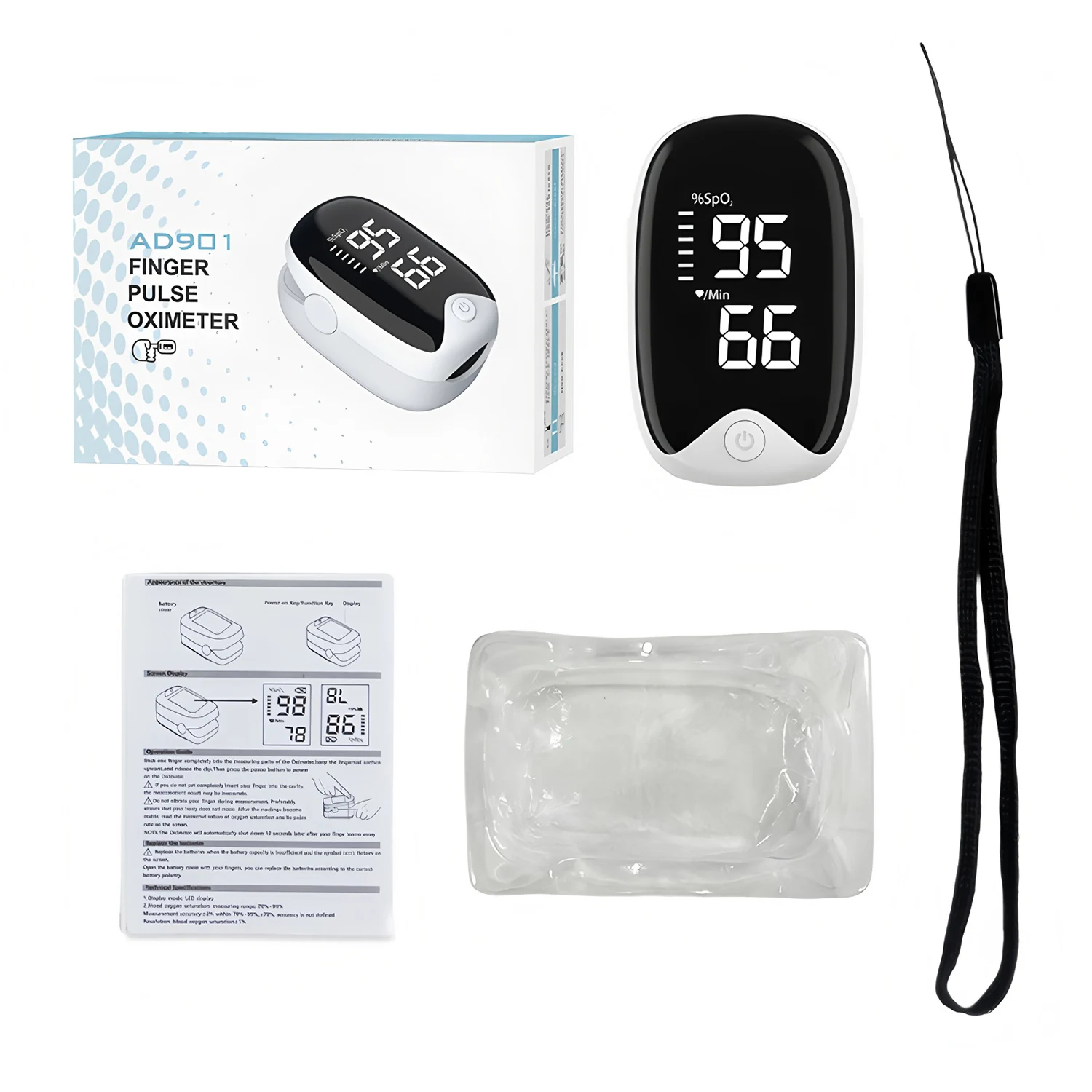 Oxymètre de pouls doigt pour bébés adultes thermomètre infrarouge AD901 mesures fièvre oxygène portable usage 
