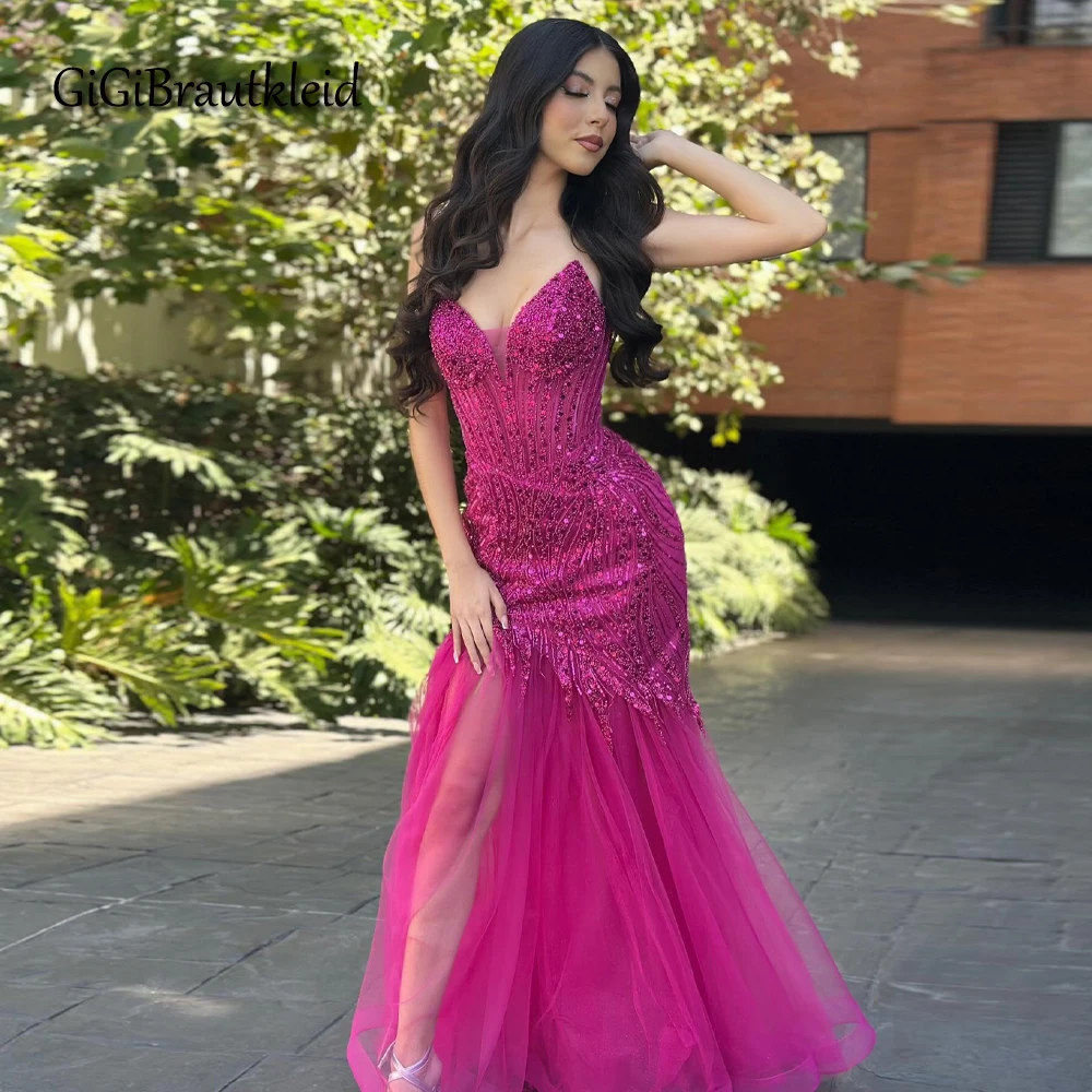 Robe Gi Gi Braut à paillettes pour femme robe de soirée personnalisée tulle sirène cocktail événements spéciau