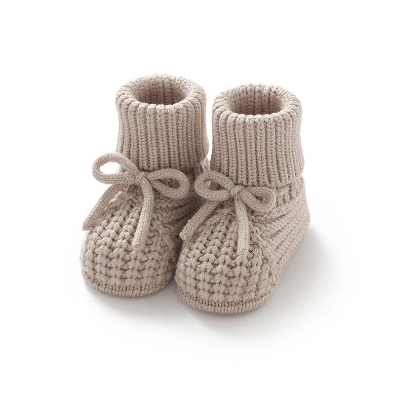 Bottines tricotées bébé 012 mois beige semelles souples antiglisse confort premiers pas nouveauné garçon fille