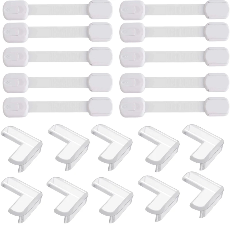 Kit de sécurité bébé serrures tiroirs et protections angles meubles en L 20 pièces PVC design moderne sans per