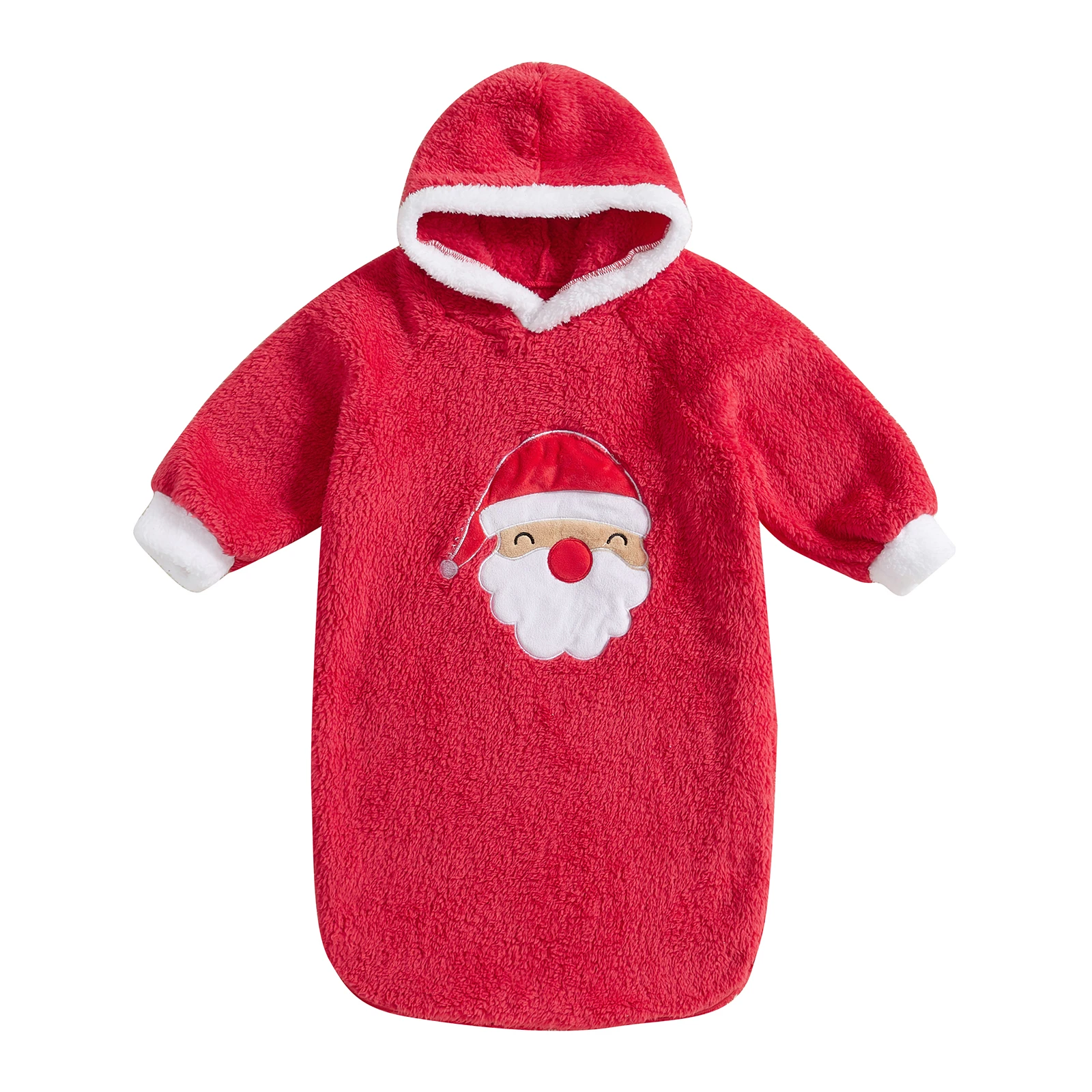 Robe de chambre bébé à capuchon design Père Noël doux polyester idéal