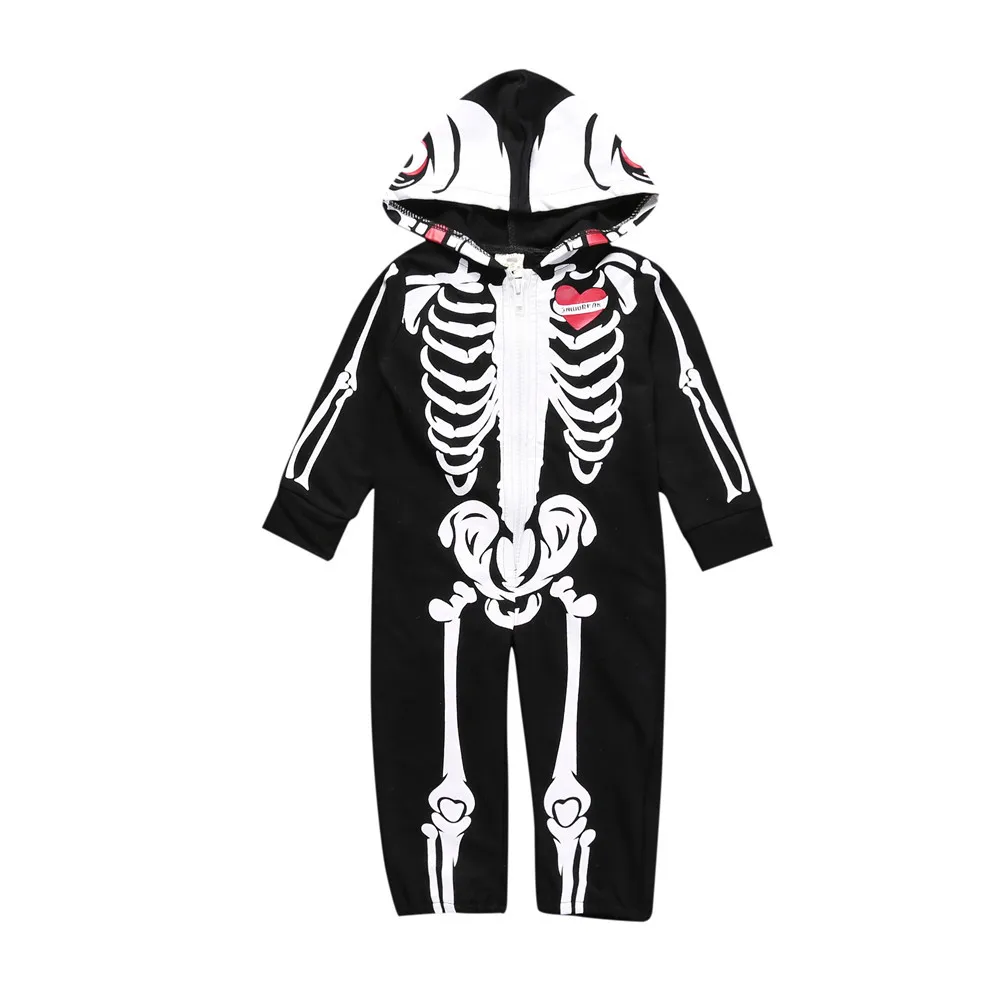 Combinaison à capuche Halloween squelette pour bébé garçon costume Halloween fermeture éclair matériau doux ta