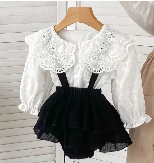 Ensemble bébé fille robe tulle col brodé manches bouffantes collection printemps 2024