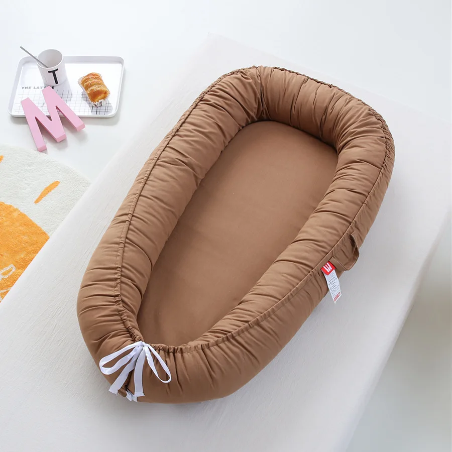 Nid bébé couleur unie portable 85x50cm coton réglable sécurité confort design moderne