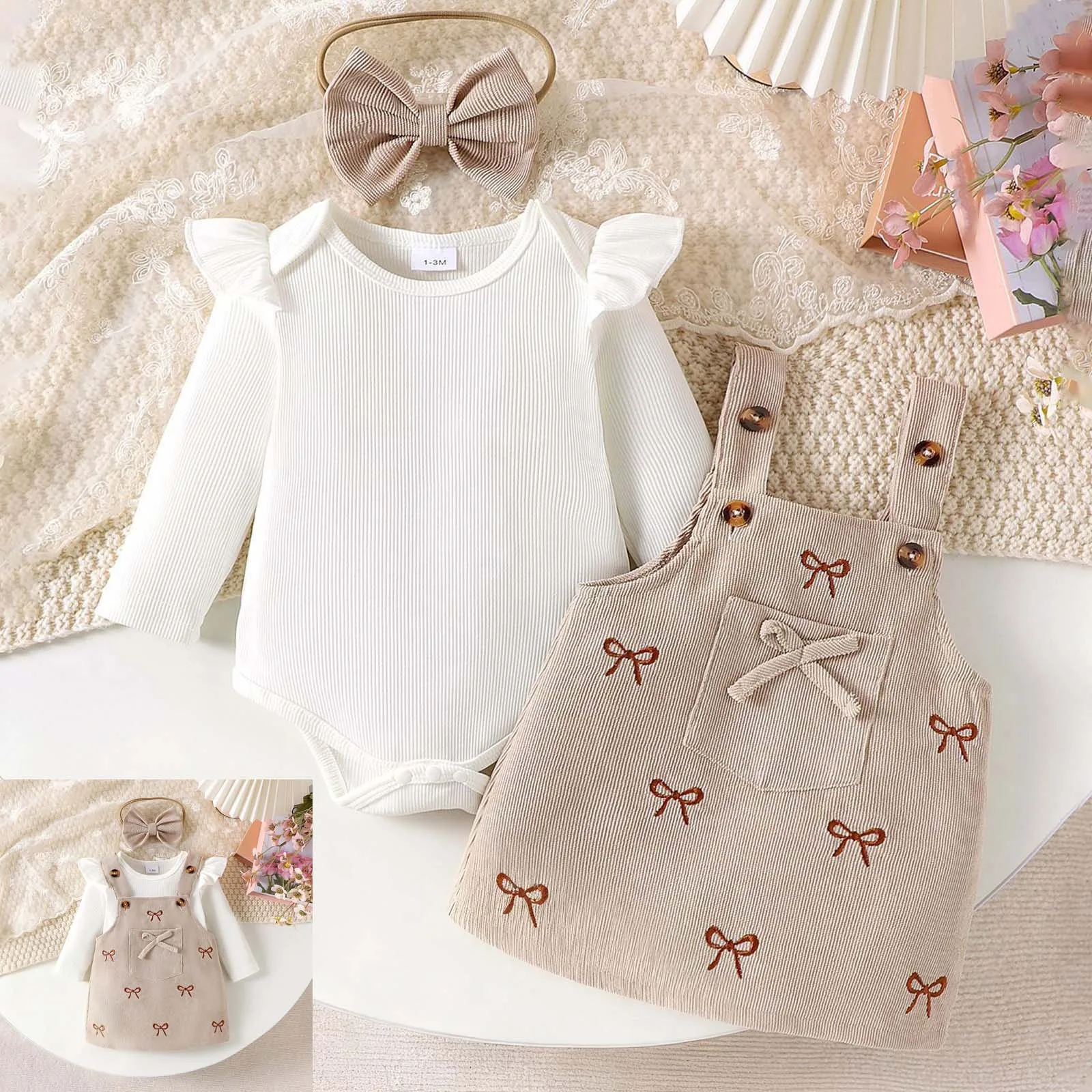 2025 garçons Body Suit enfant en bas âge bébé fille tenues à manches longues t-shirt nœud robes globales jarre