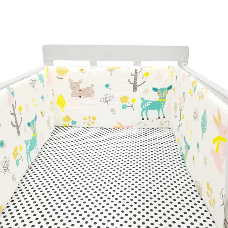 Tour de lit bébé 200x30cm en coton rembourré motifs animaux et fleurs protection et décoration chambre bébé