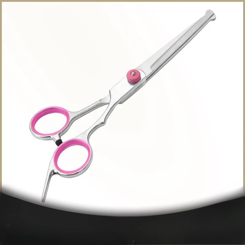 Ciseaux professionnels acier inoxydable pour coiffure design moderne avec poignées roses idéal pour soins chev