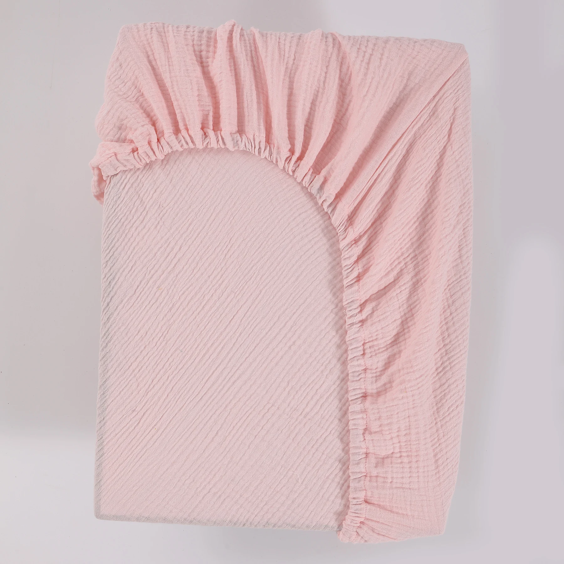 Drap de berceau ajusté en mousseline douce et respirante 100% coton rose pâle pour bébé confort et sécurité
