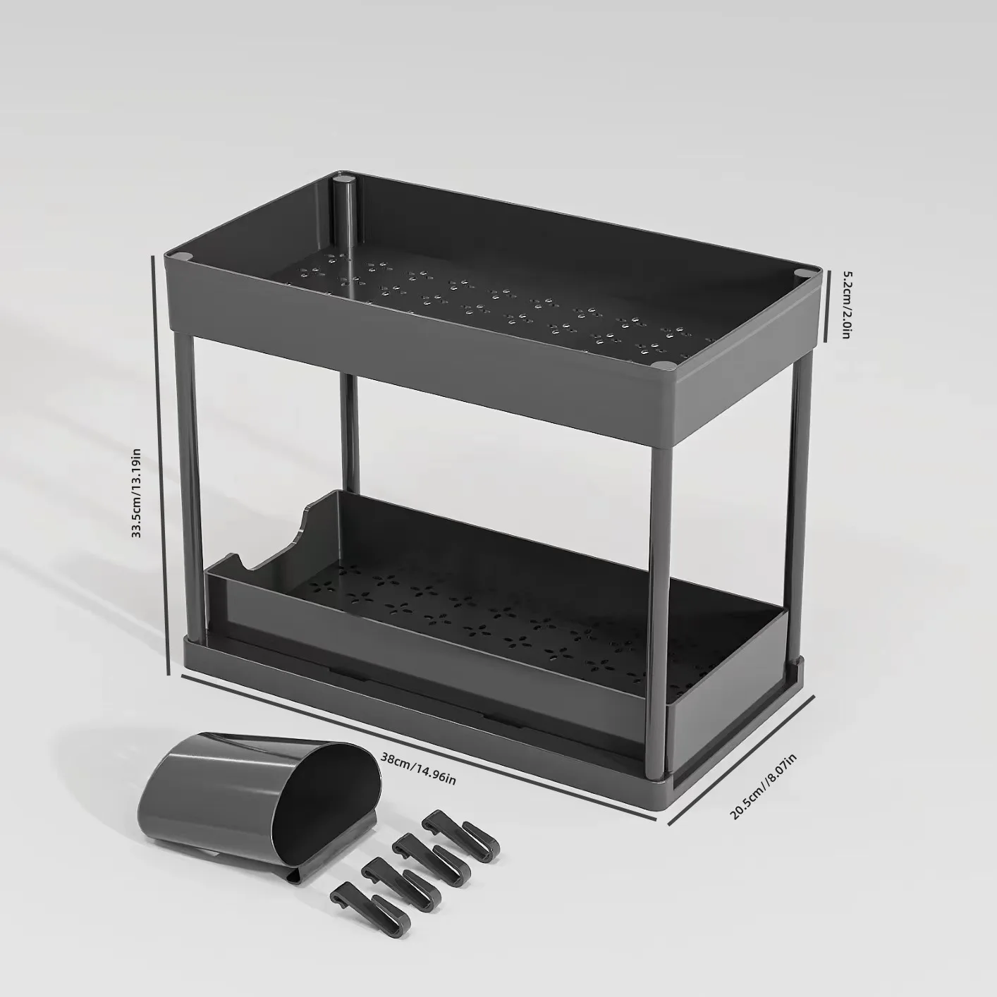 Organisateur sous évier 2 niveaux rangement cuisine salle de bain chariot plastique durable design moderne min