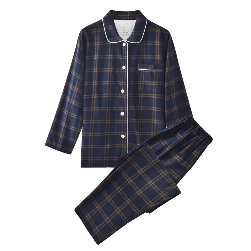 Ensemble pyjamas coton carreaux manches longues intérieur nuits détente adultes style classique qualité supéri