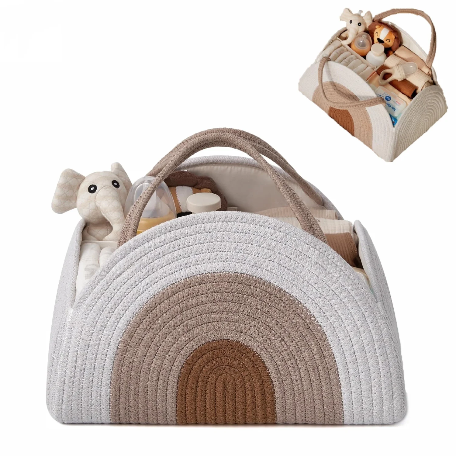 Caddie à couches multiusage bébé panier rangement corde coton grande capacité table à langer essentiels voyage
